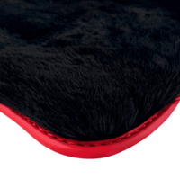 Black Sheepskin Floor Mats for Rolls Royce Cullinan (2018-2025) with Red Leather