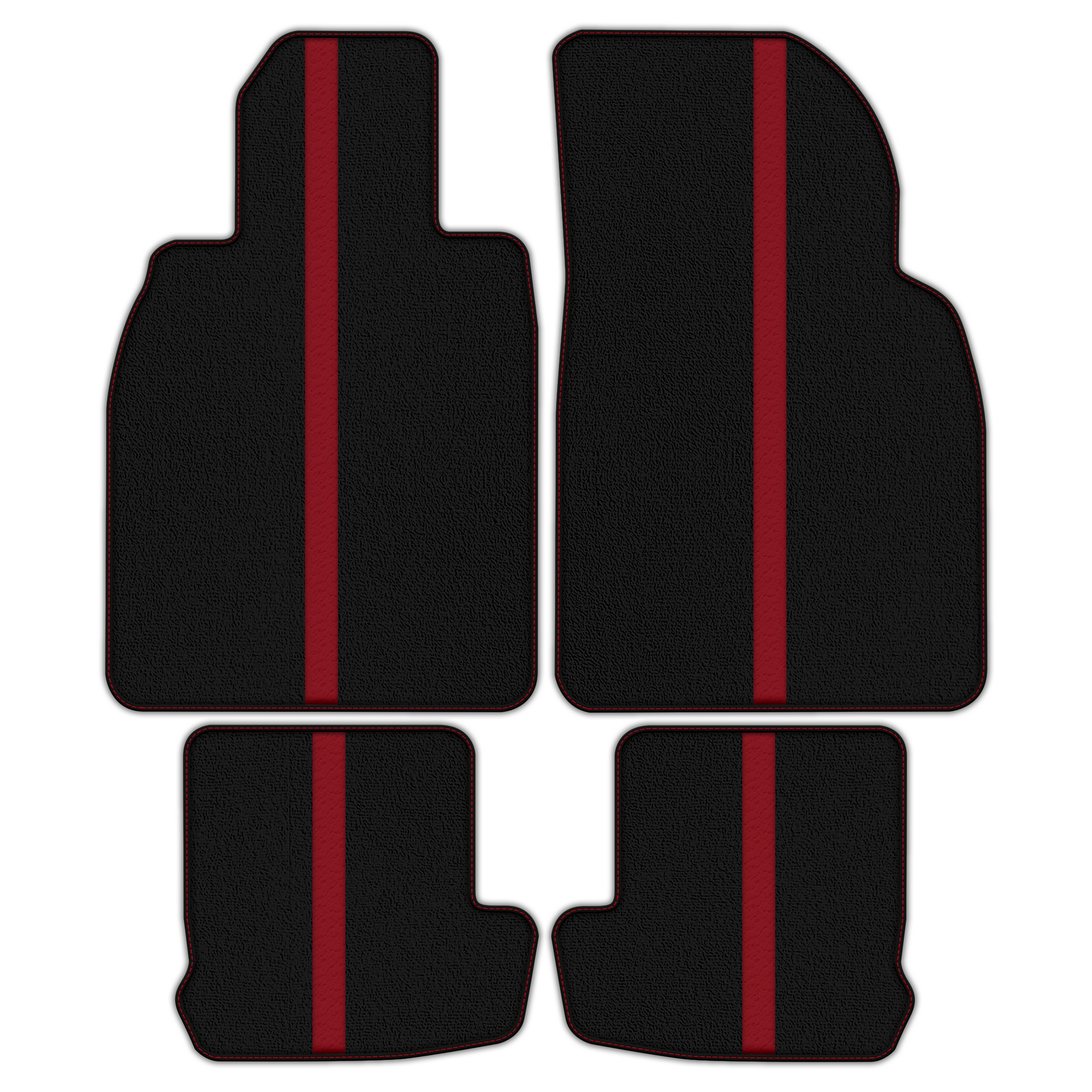 Black Floor Mats with Leather Line for Porsche Classic 911 - 991 (2012-2019) - Various Colors