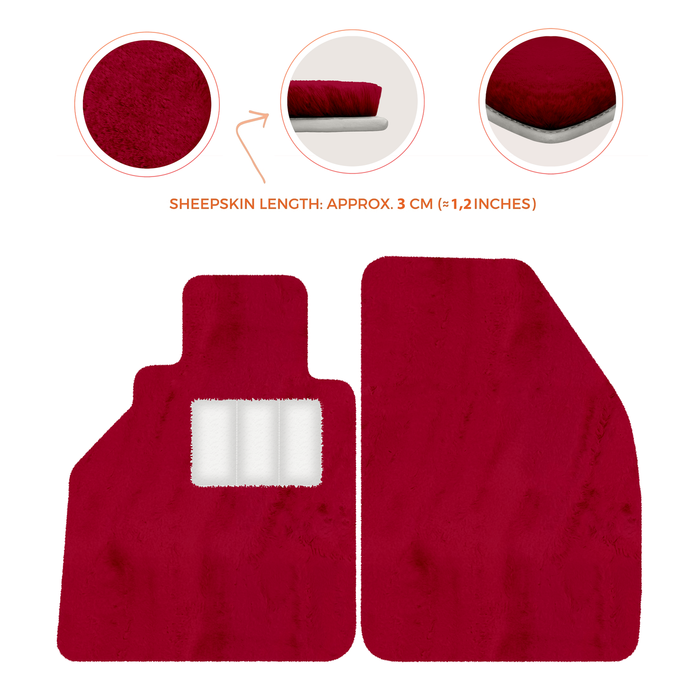 Sheepskin Floor Mats for Porsche 986 Boxster (1996-2004) - Sheepskin Length, Various Color Options