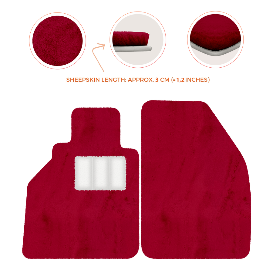 Sheepskin Floor Mats for Porsche 986 Boxster (1996-2004) - Sheepskin Length, Various Color Options