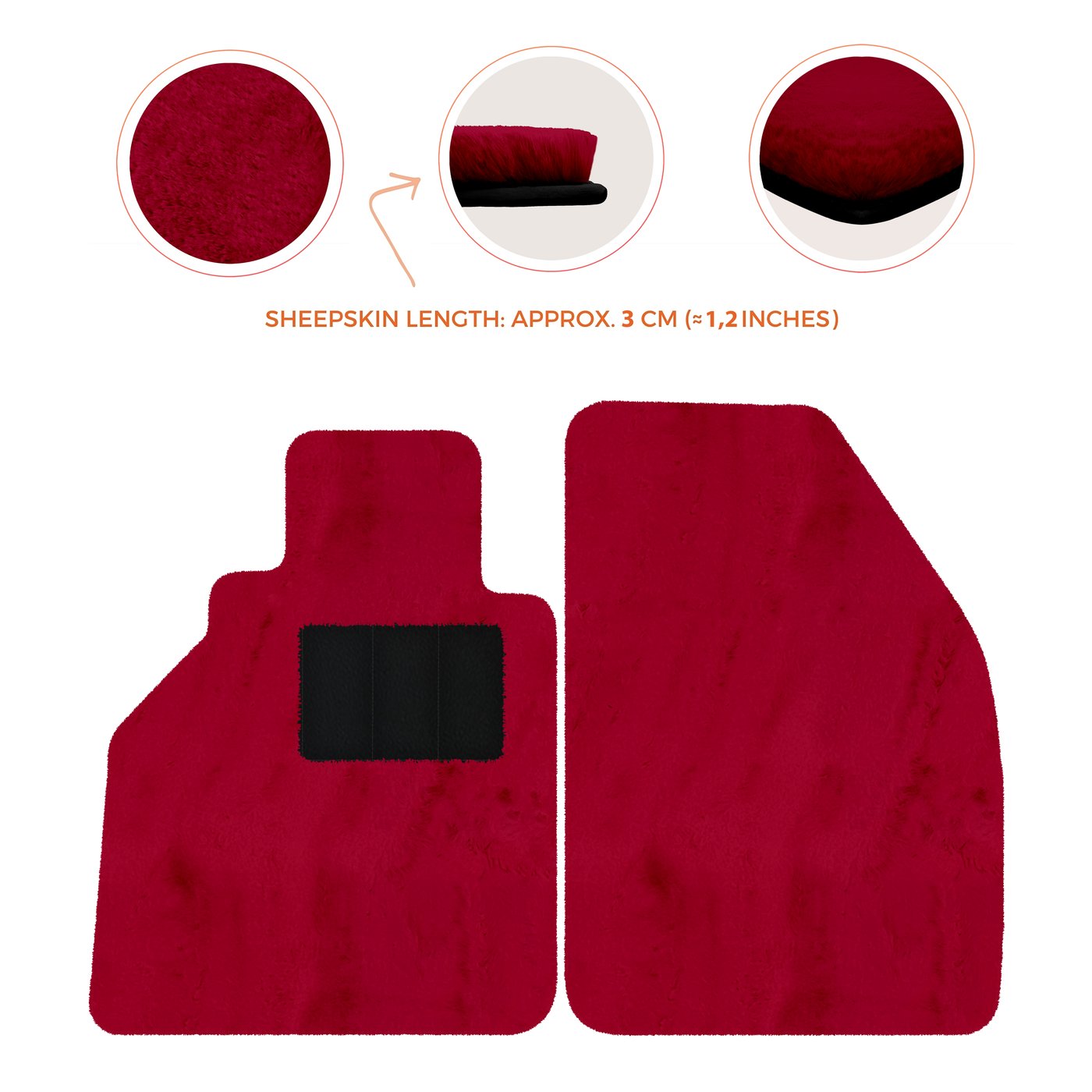 Sheepskin Floor Mats for Porsche 986 Boxster (1996-2004) - Sheepskin Length, Various Color Options