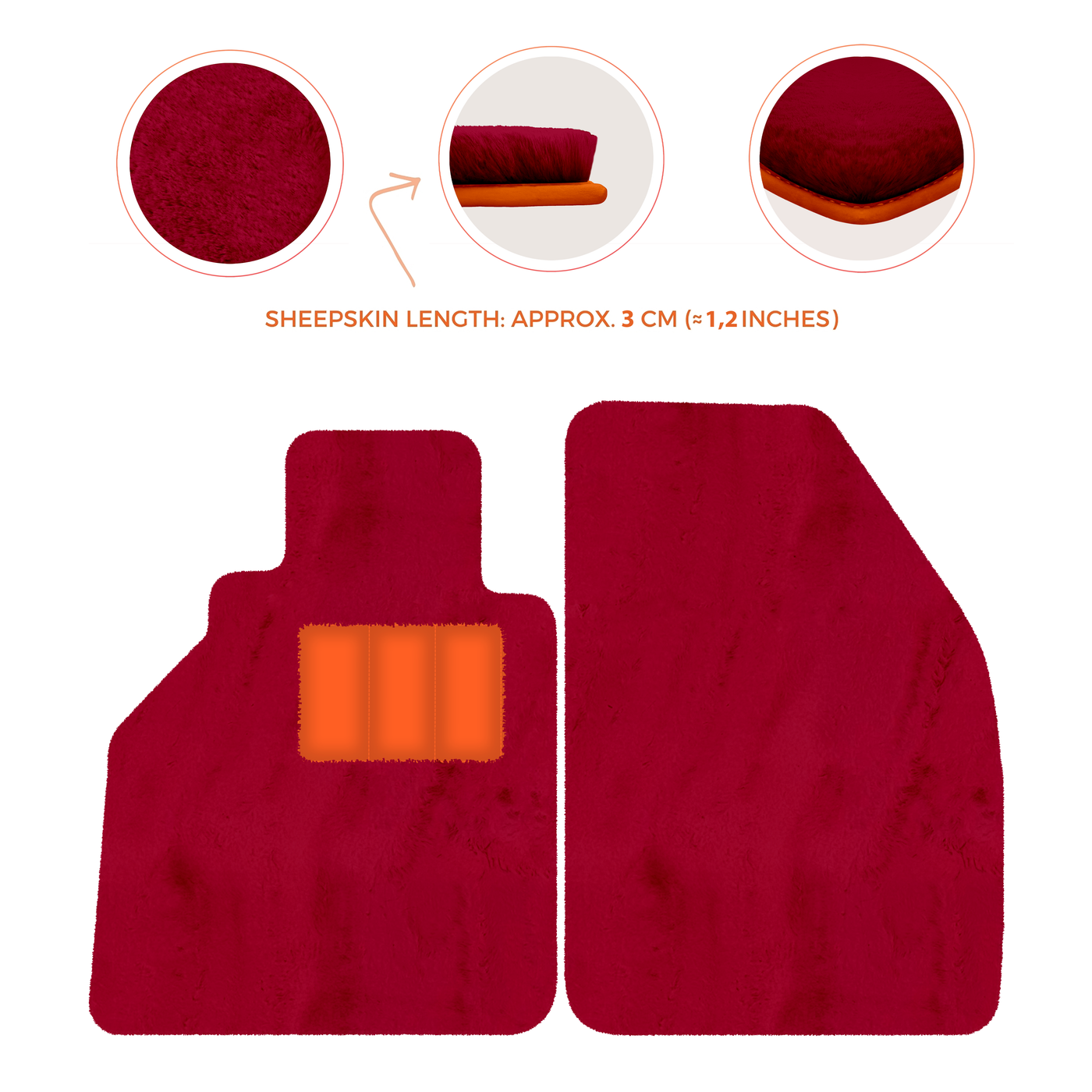 Sheepskin Floor Mats for Porsche 986 Boxster (1996-2004) - Sheepskin Length, Various Color Options