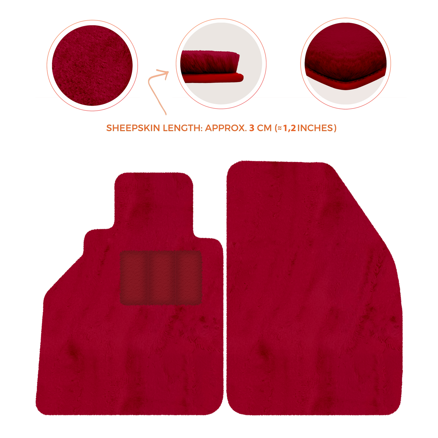 Sheepskin Floor Mats for Porsche 986 Boxster (1996-2004) - Sheepskin Length, Various Color Options