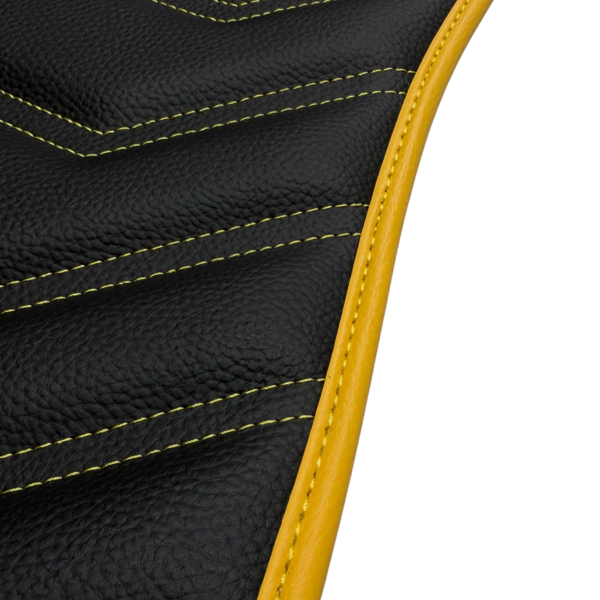 Black Leather Floor Mats for Ferrari Roma (2021-2024) Yellow Sewing