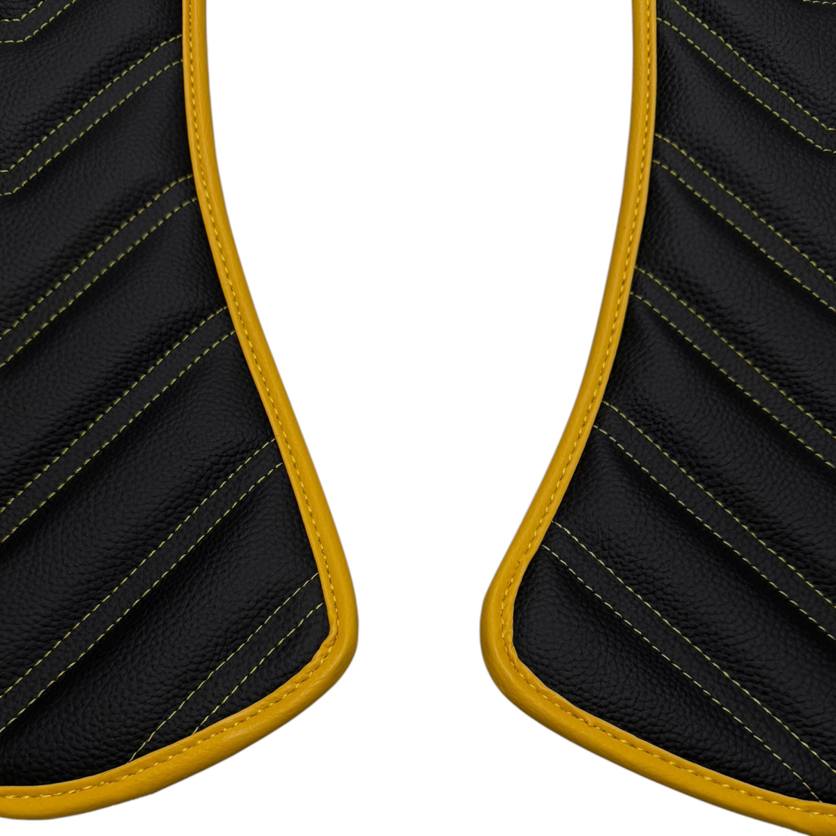 Black Leather Floor Mats for Ferrari Roma (2021-2024) Yellow Sewing