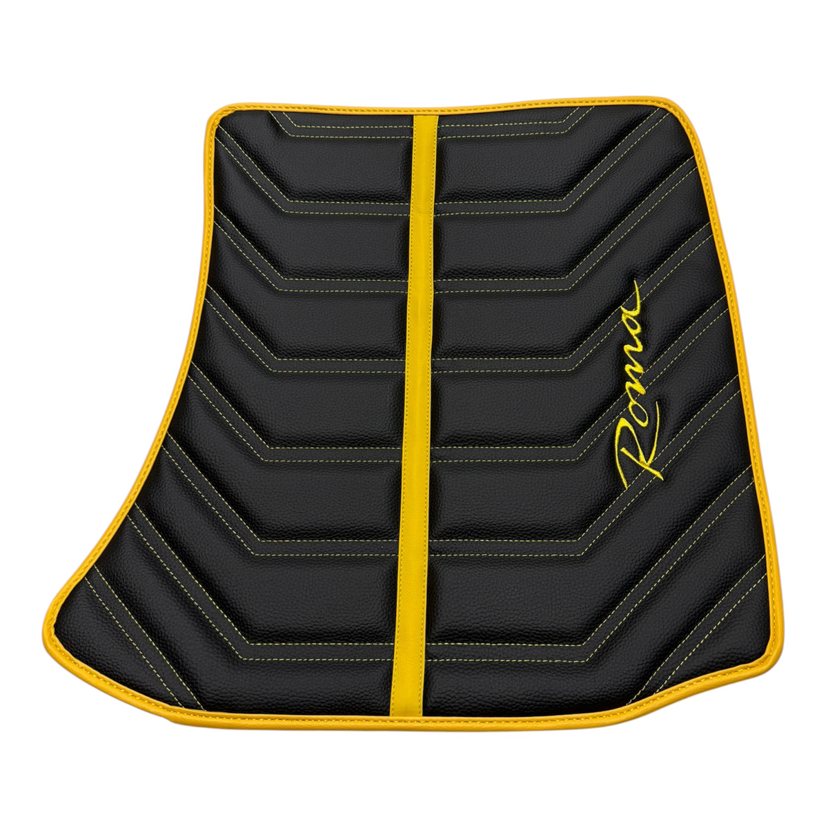Black Leather Floor Mats for Ferrari Roma (2021-2024) Yellow Sewing
