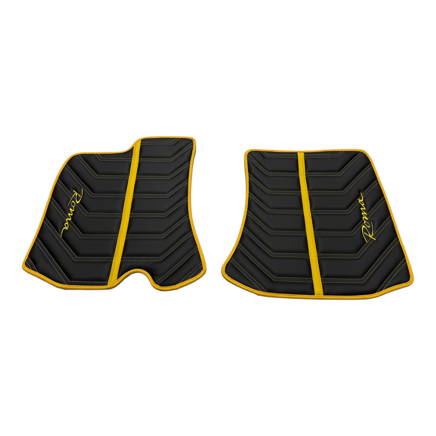 Black Leather Floor Mats for Ferrari Roma (2021-2024) Yellow Sewing