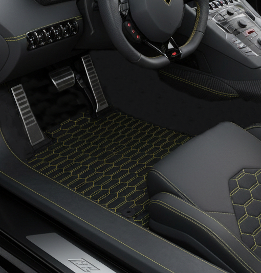 Customizable Leather Floor Mats with Line Pattern for Lamborghini Aventador SV (2012-2022) - AutoWin