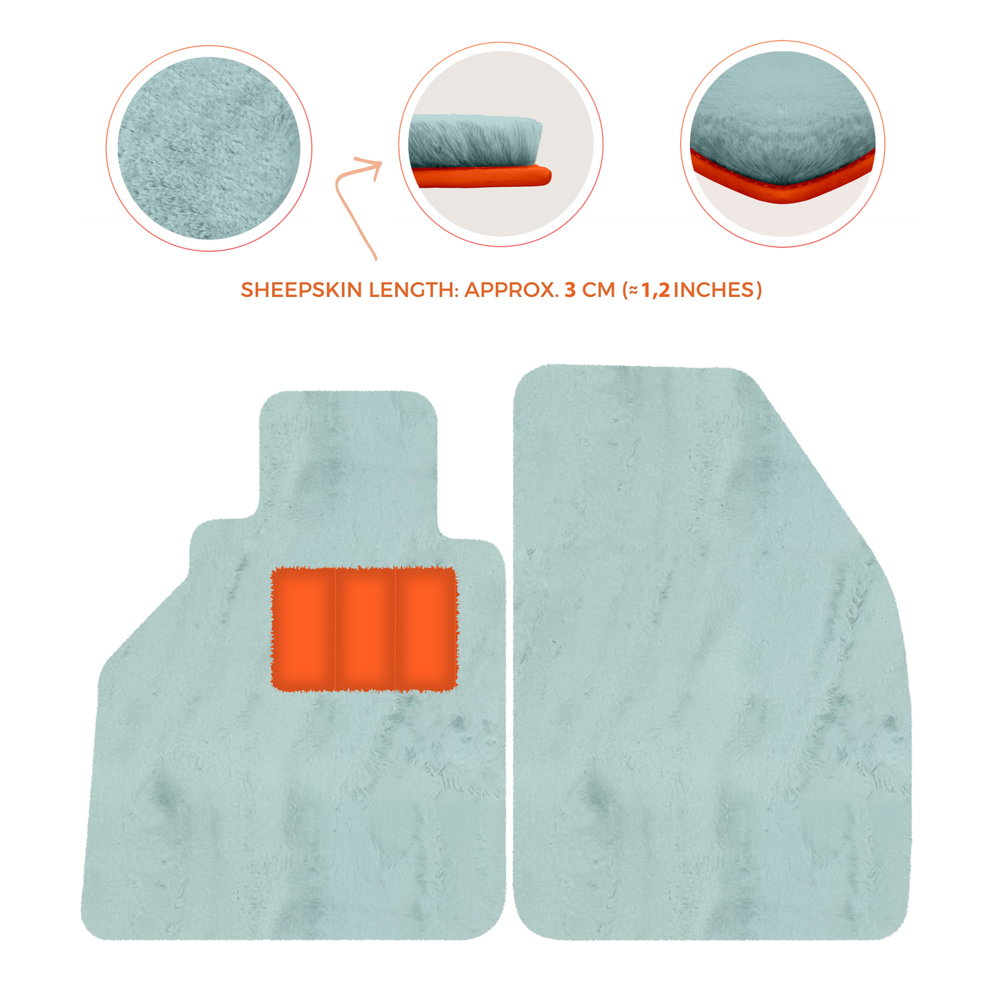 Sheepskin Floor Mats for Porsche 986 Boxster (1996-2004) - Sheepskin Length, Various Color Options