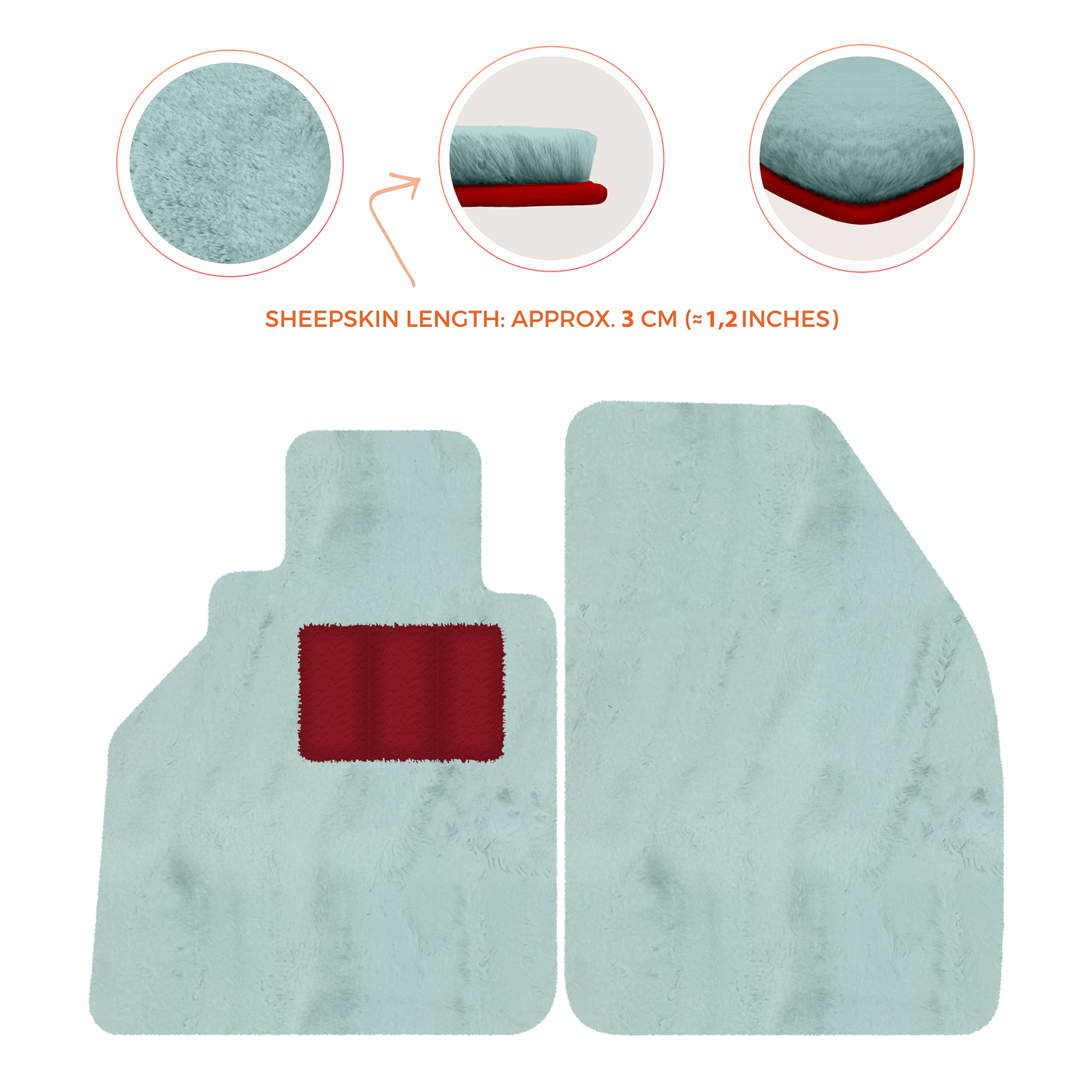 Sheepskin Floor Mats for Porsche 986 Boxster (1996-2004) - Sheepskin Length, Various Color Options