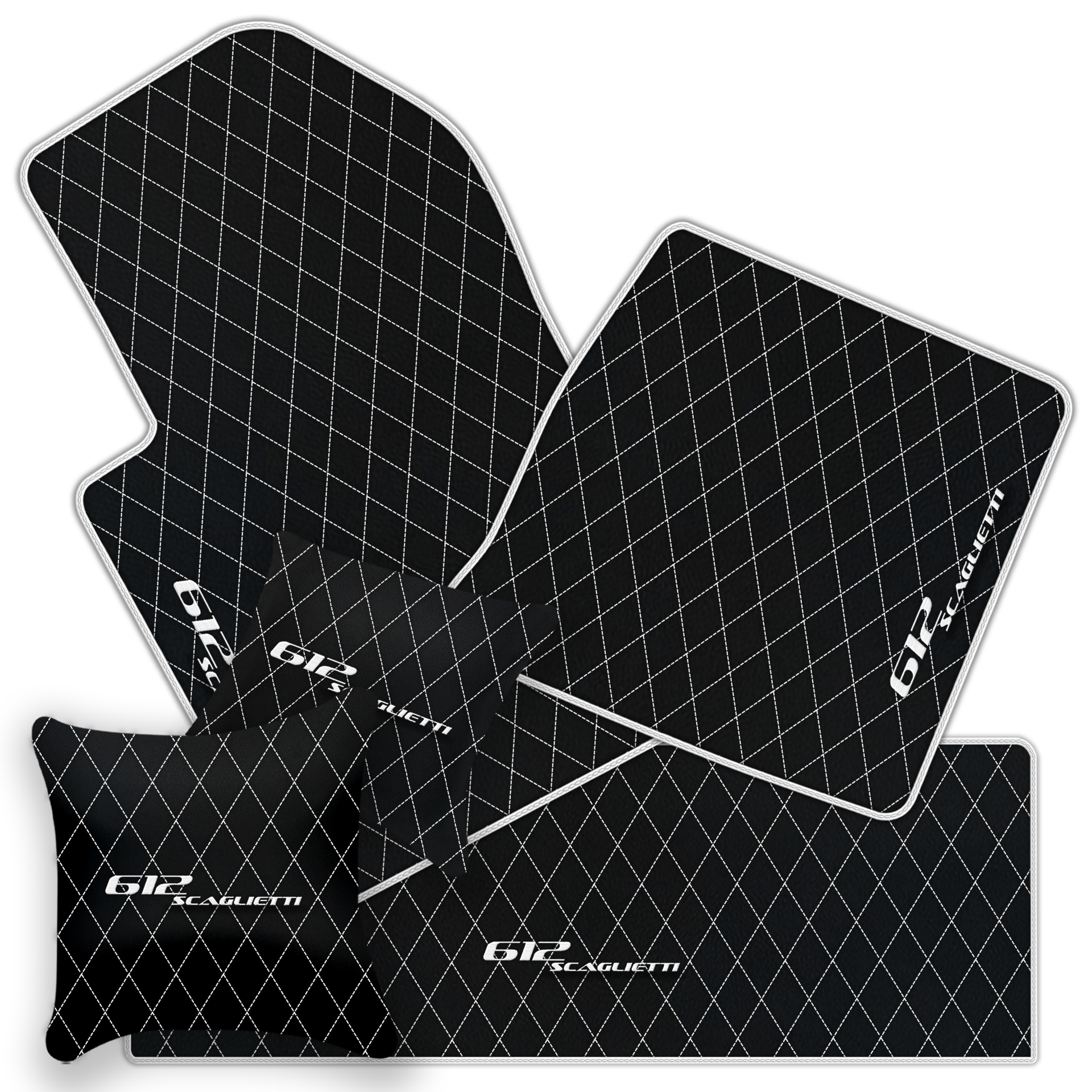 Luxury Black Leather Floor Mats for Ferrari 612 Scaglietti (2005-2011)
