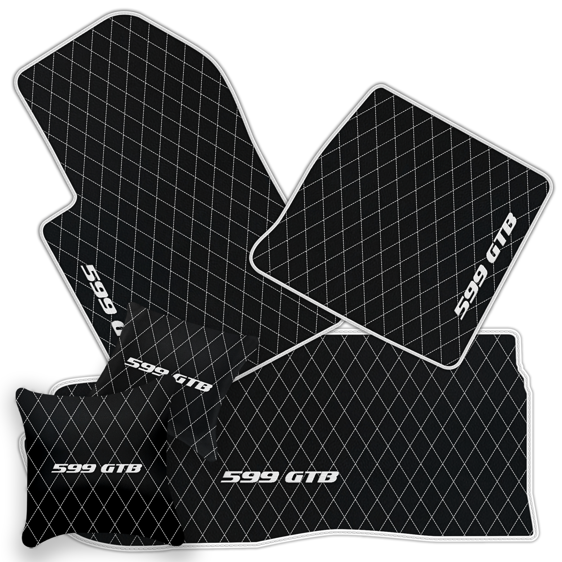 Custom Black Leather Floor Mats for Ferrari 599 Coupe (2006-2012)