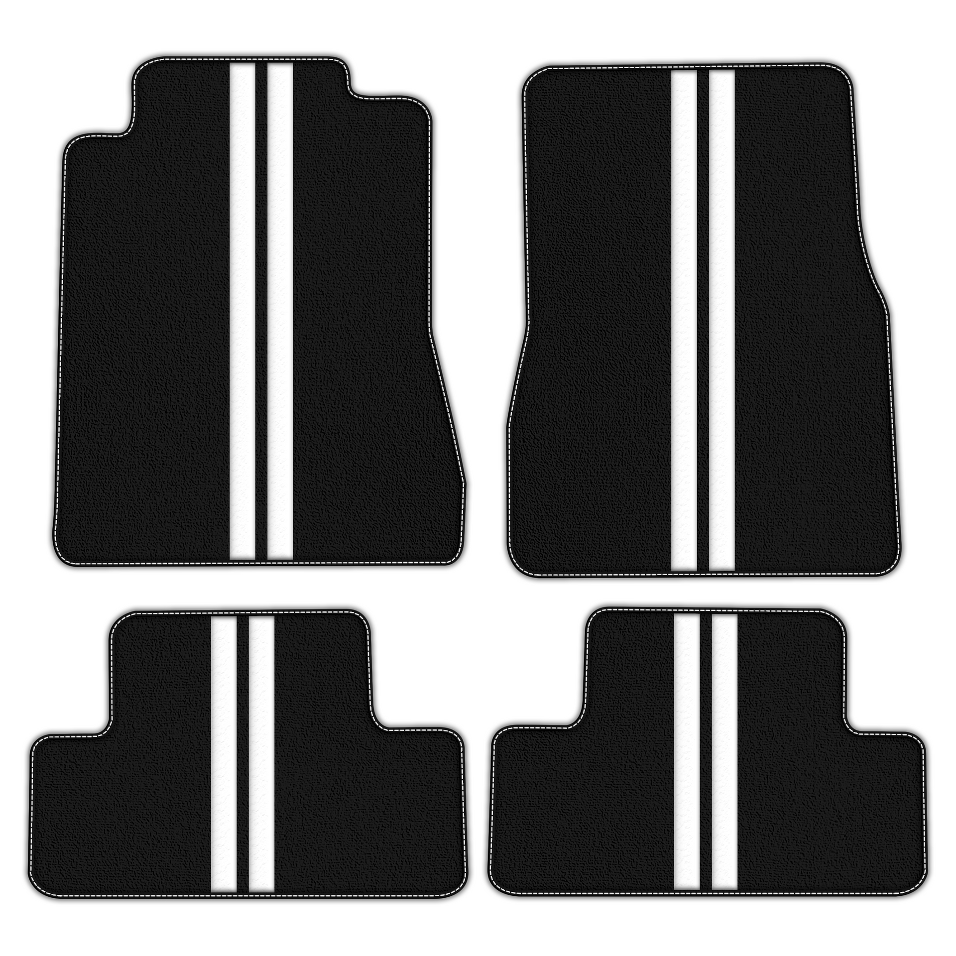 Black Floor Mats with Leather Line for Ford Mustang V FL (2011-2014) - Various Colors