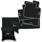 Luxury Black Leather Floor Mats for Ferrari Roma (2021-2024)