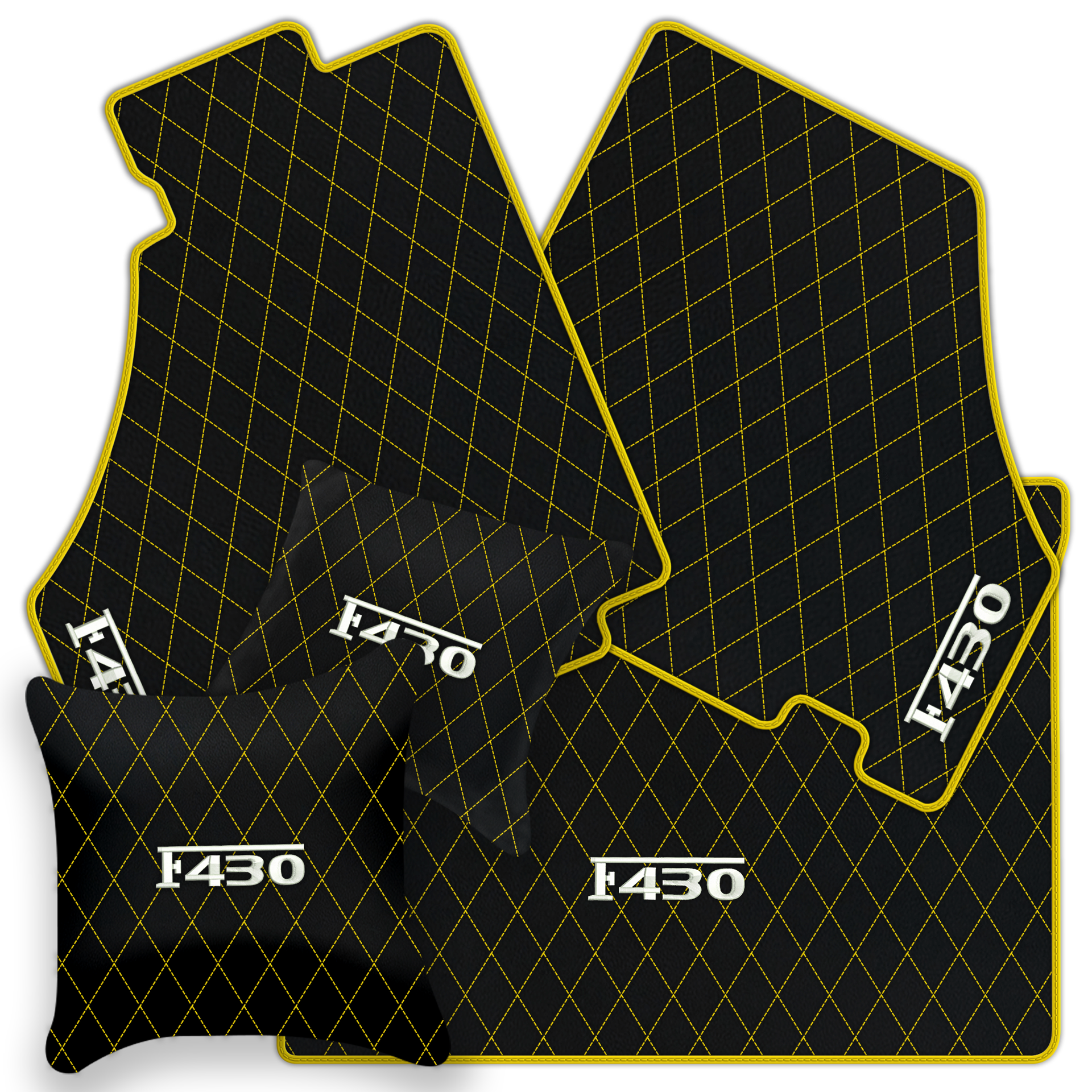 Luxury Black Leather Floor Mats for Ferrari F355 (1994-1999)