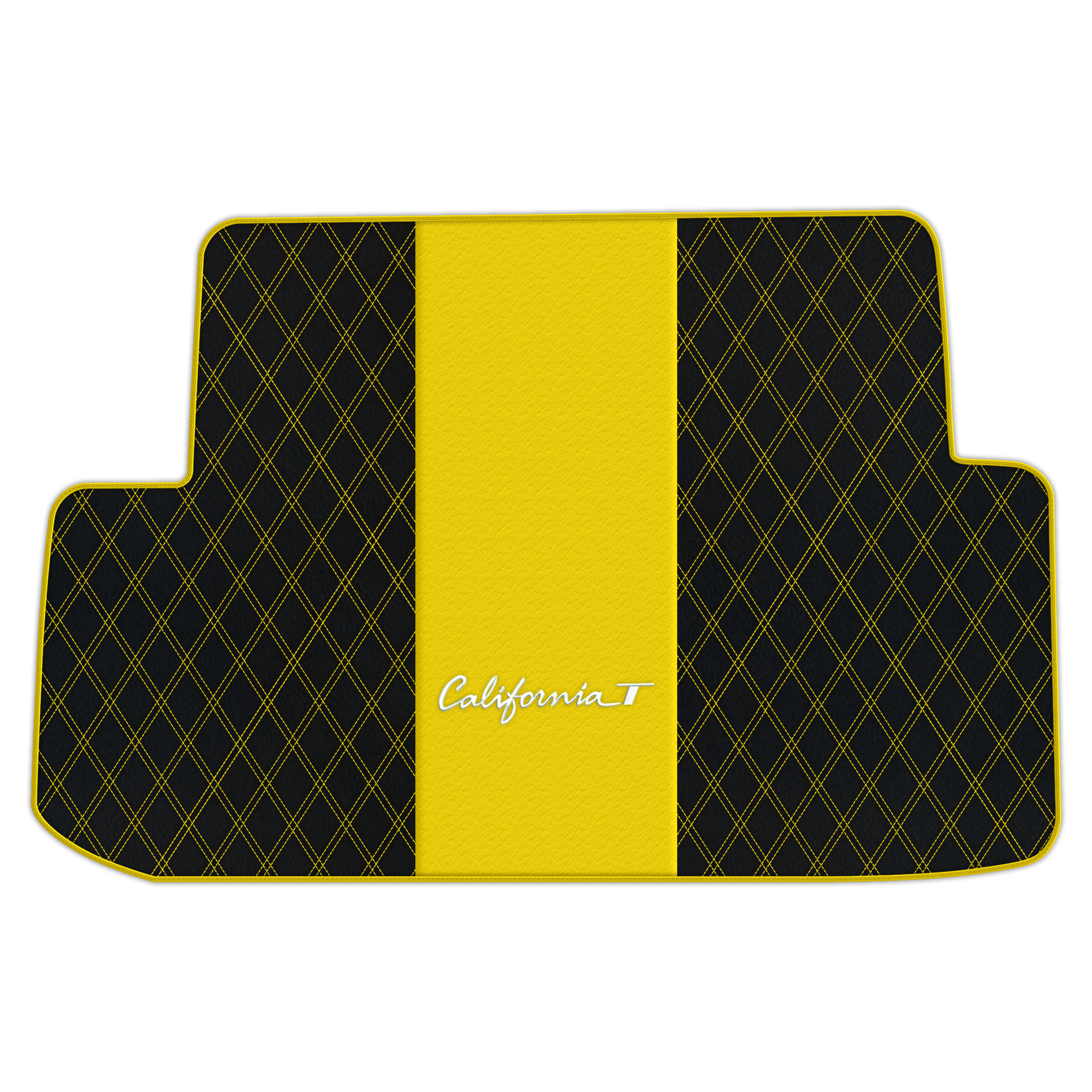 Black Leather Floor Mats for Ferrari California T (2015-2018) with Double Diamond Pattern | Full Set Option - AutoWin