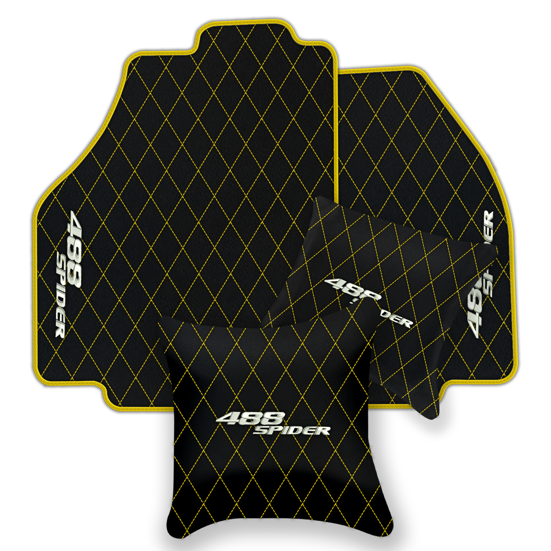 Premium Black Leather Floor Mats for Ferrari 488 Pista Spider