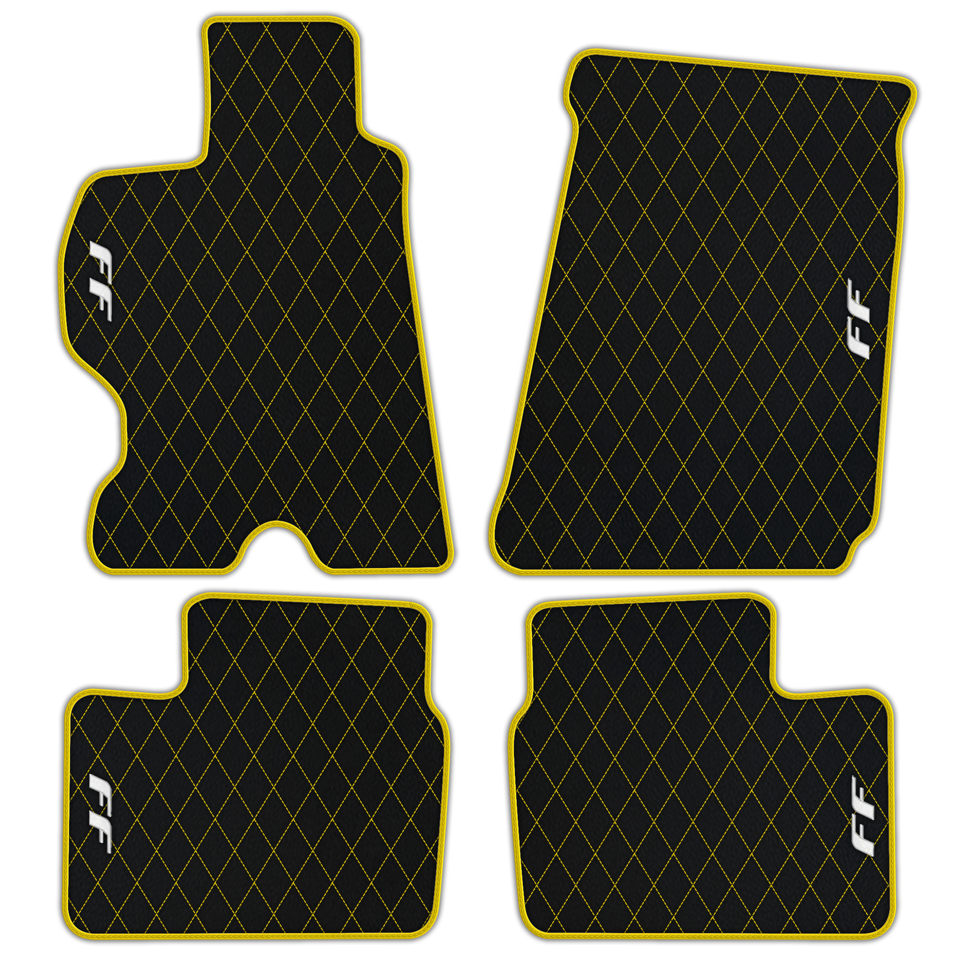 Luxury Black Leather Floor Mats for Ferrari Roma (2021-2024)