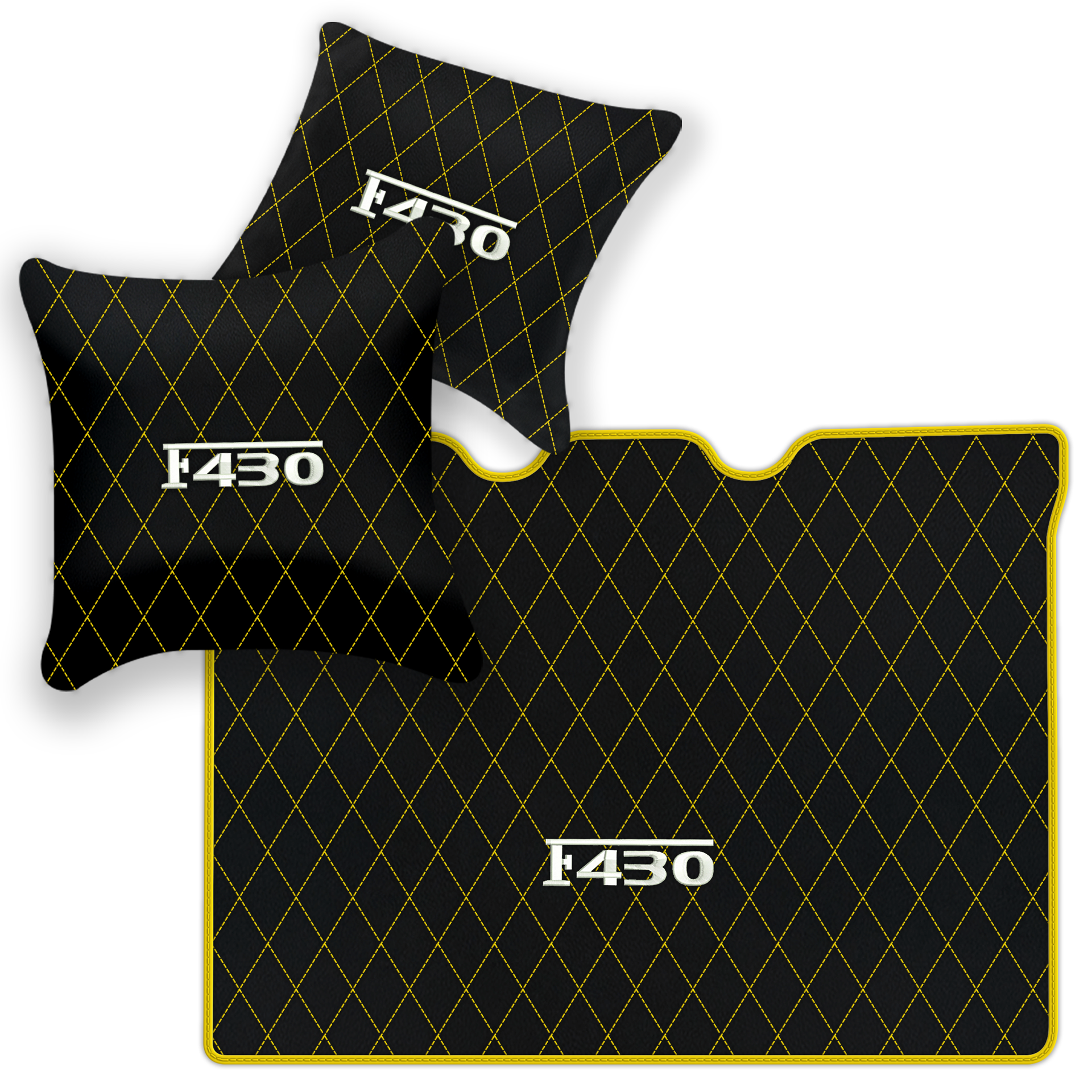 Luxury Black Leather Floor Mats for Ferrari F355 (1994-1999)