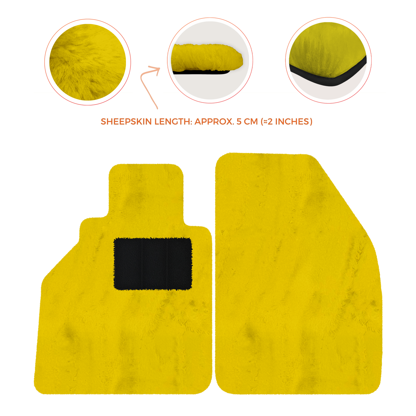 Sheepskin Floor Mats for Porsche 986 Boxster (1996-2004) - Sheepskin Length, Various Color Options