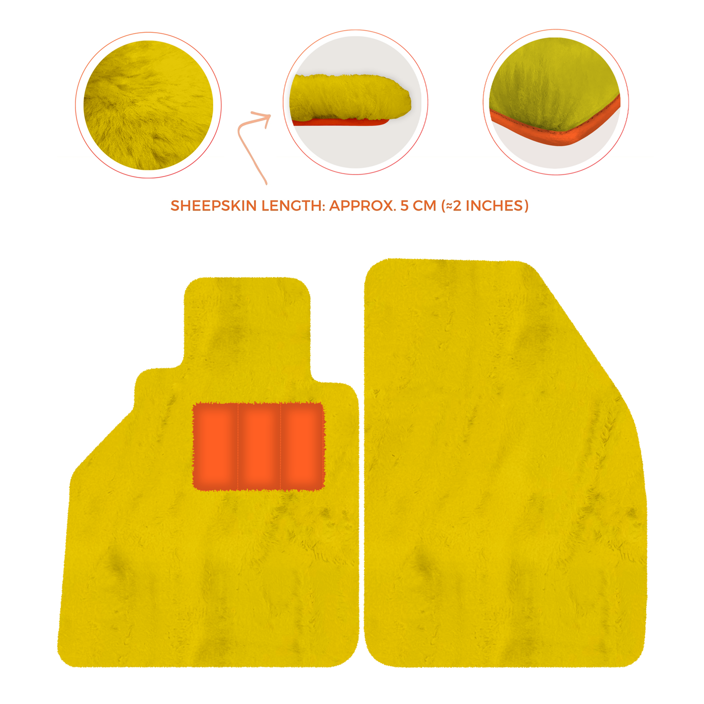 Sheepskin Floor Mats for Porsche 986 Boxster (1996-2004) - Sheepskin Length, Various Color Options