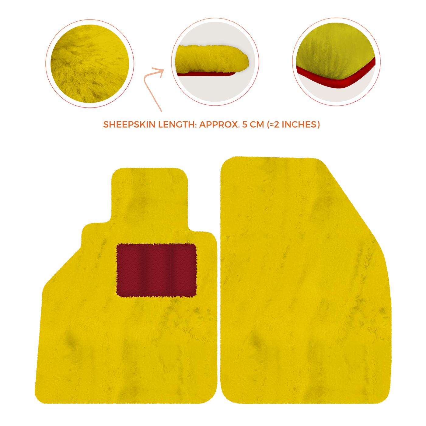 Sheepskin Floor Mats for Porsche 986 Boxster (1996-2004) - Sheepskin Length, Various Color Options