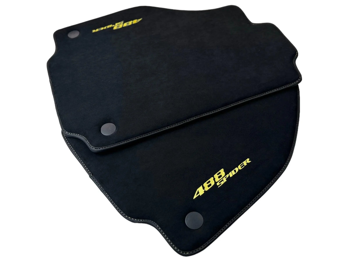 Alcantara Floor Mats for Ferrari 488 Spider 2016-2022 Yellow Sewing - AutoWin