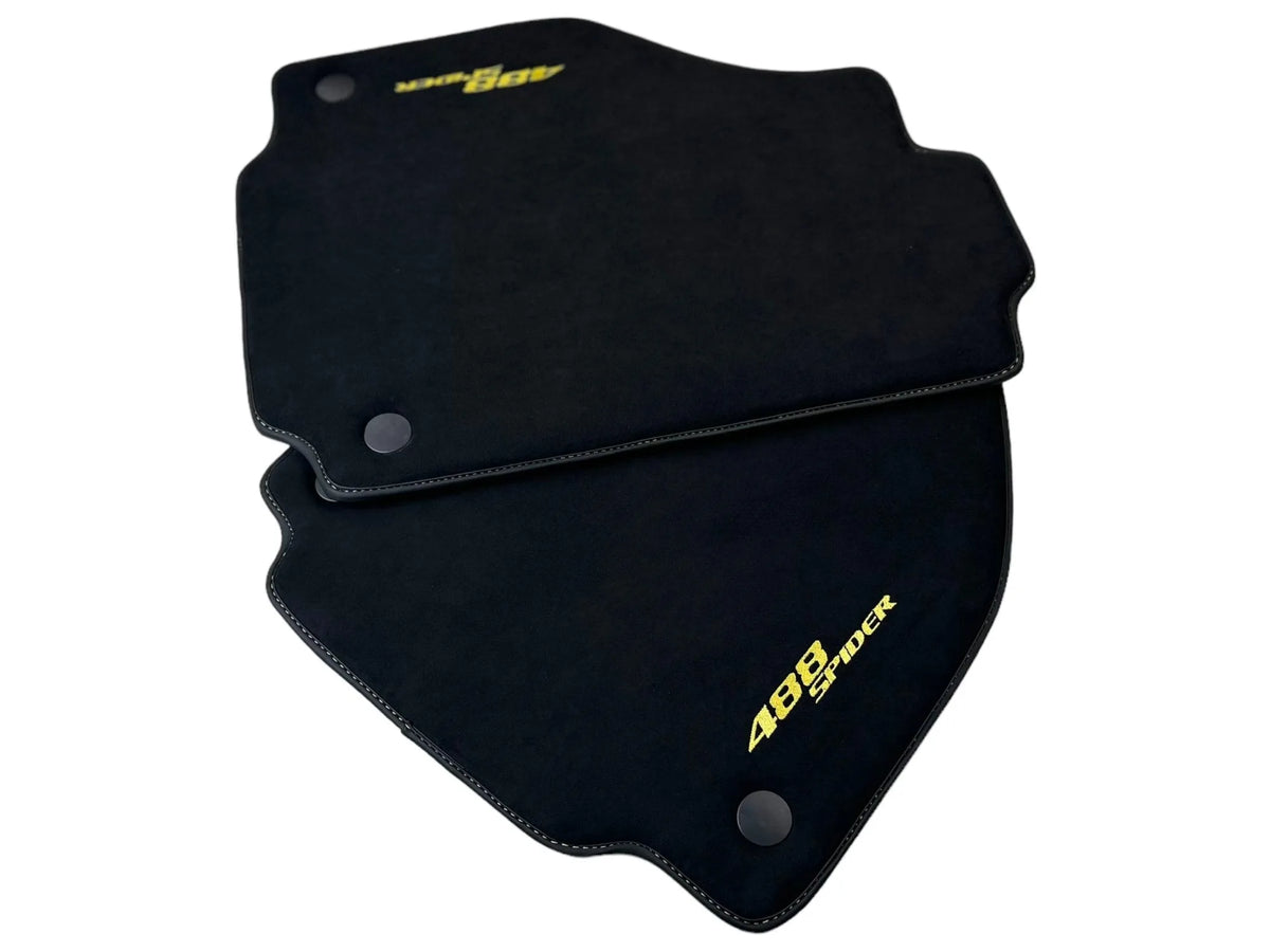 Alcantara Floor Mats for Ferrari 488 Spider 2016-2022 Yellow Sewing - AutoWin