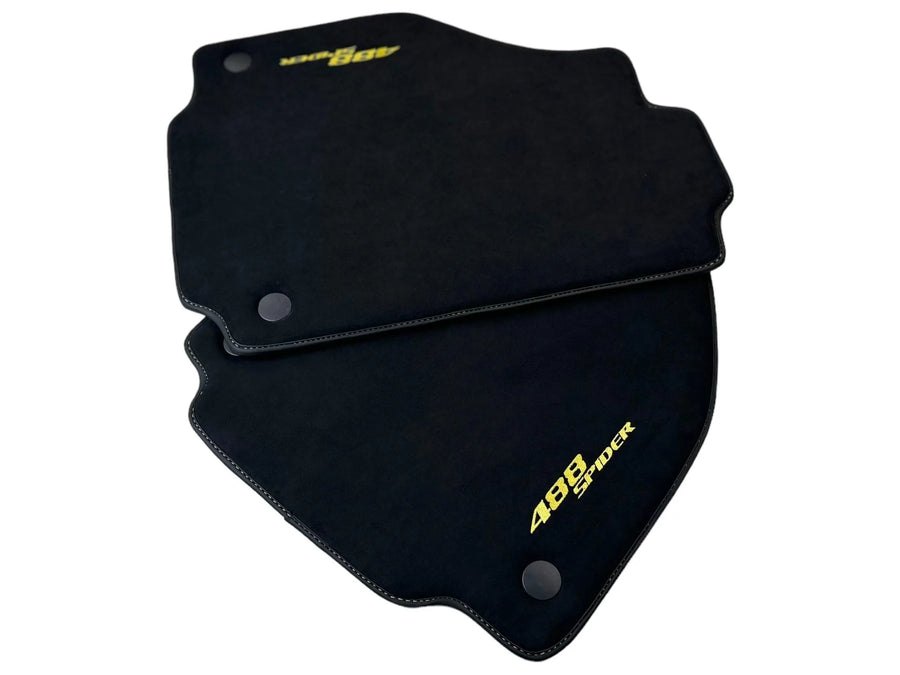 Alcantara Floor Mats for Ferrari 488 Spider 2016-2022 Yellow Sewing - AutoWin