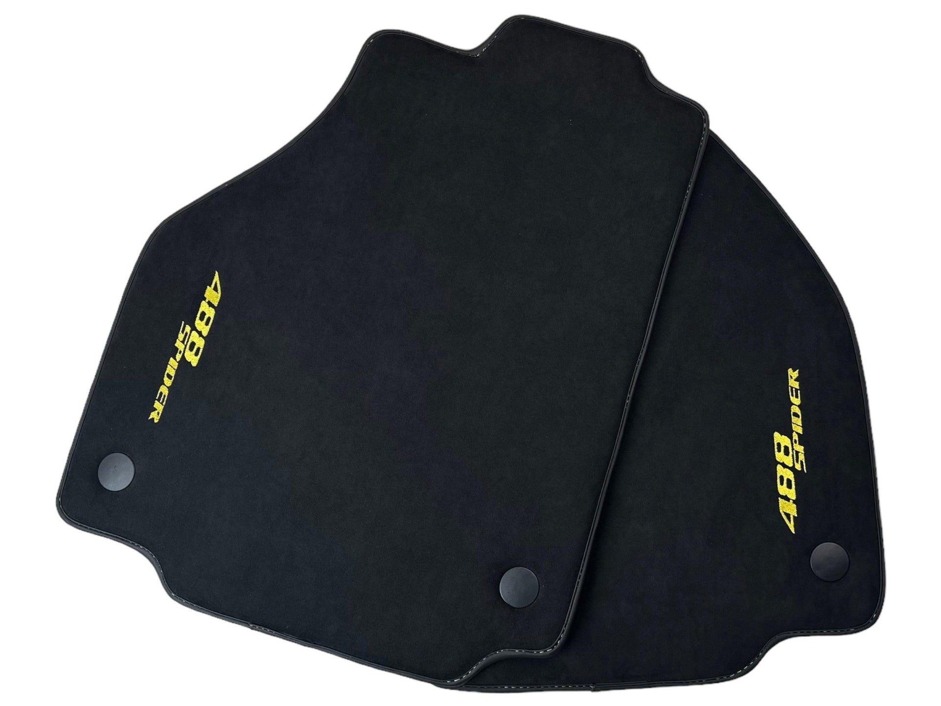 Alcantara Floor Mats for Ferrari 488 Spider 2016-2022 Yellow Sewing - AutoWin