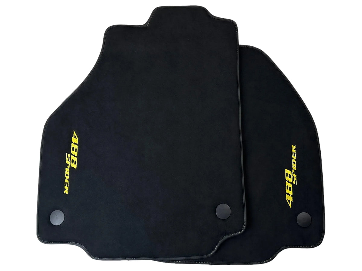 Alcantara Floor Mats for Ferrari 488 Spider 2016-2022 Yellow Sewing - AutoWin