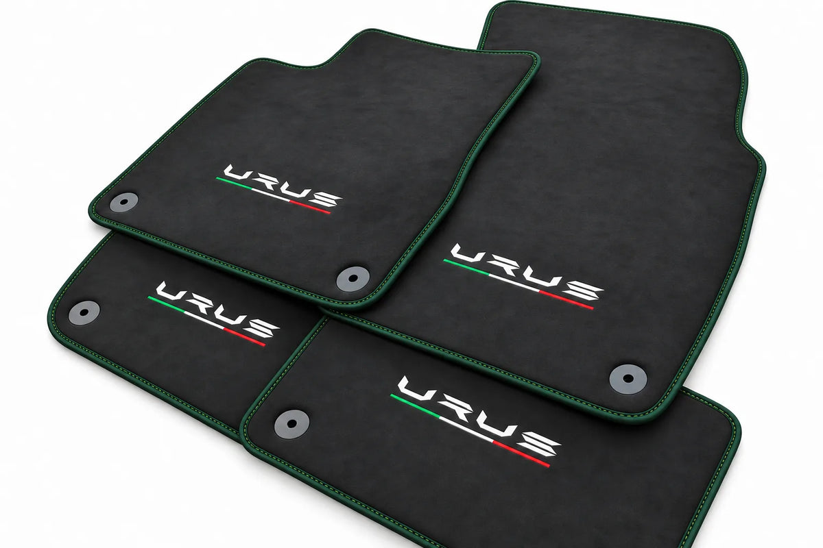 Alcantara Floor Mats For Lamborghini Urus Dark Green trim