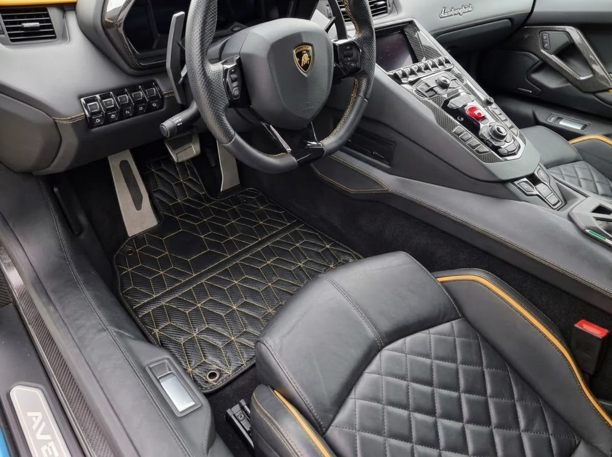 Customizable Carbon Leather Floor Mats for Lamborghini Aventador SVJ Limited Edition