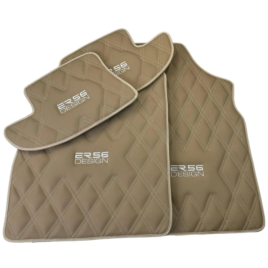 Beige Floor Mats for Bentley Continental GTC (2006–2011) with Leather | ER56 Design - AutoWin