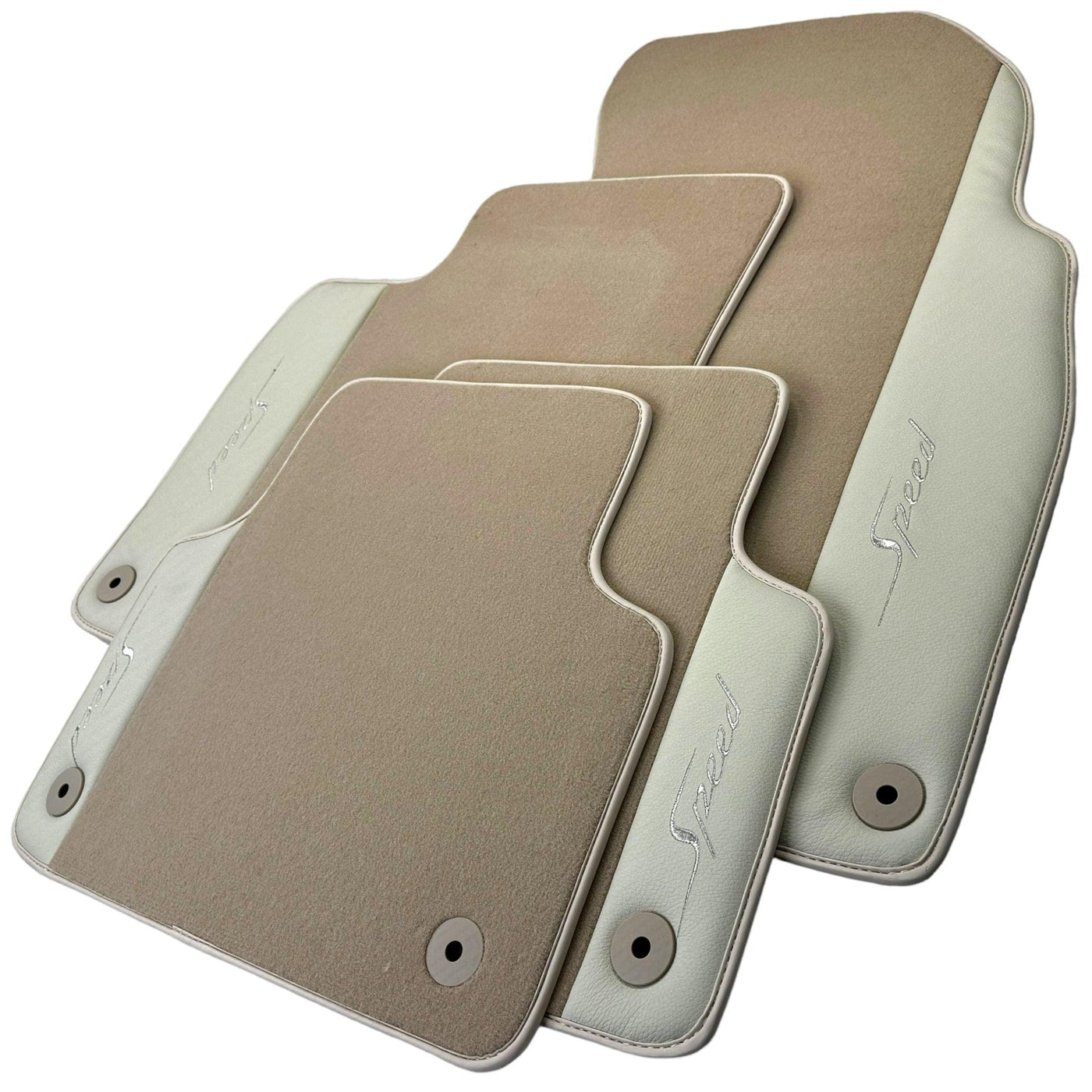 Beige Floor Mats for Bentley Flying Spur (2005-2013) with Leather - AutoWin