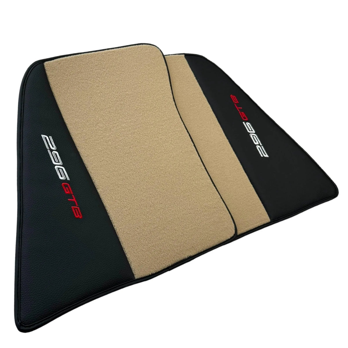 Beige Floor Mats for Ferrari 296 GTB (2022-2027) with Leather - AutoWin