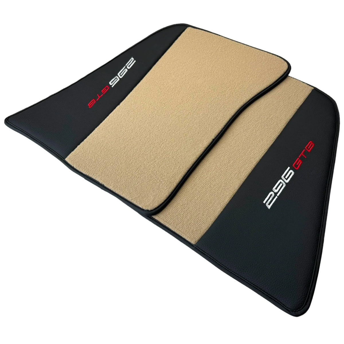 Beige Floor Mats for Ferrari 296 GTB (2022-2027) with Leather - AutoWin