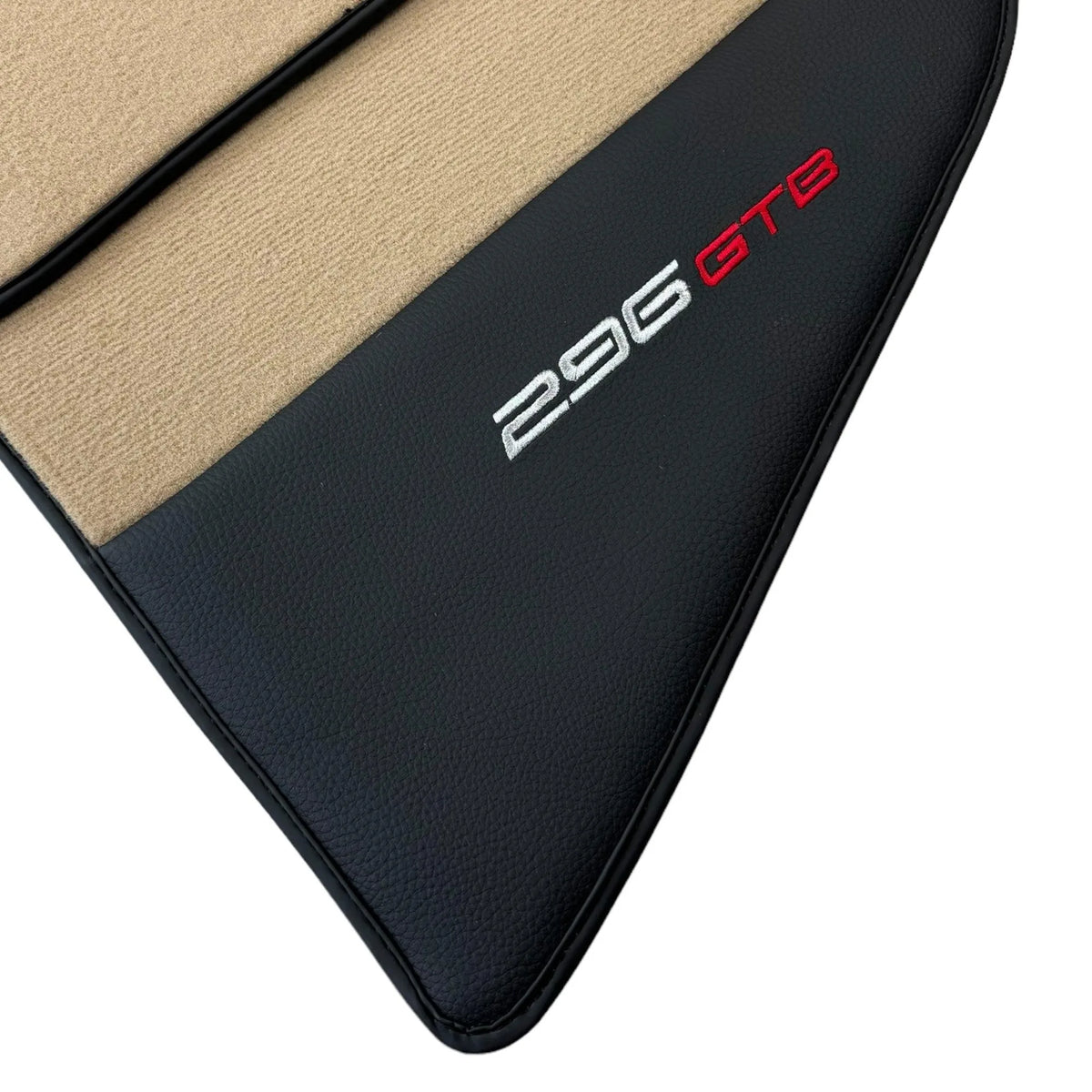 Beige Floor Mats for Ferrari 296 GTB (2022-2027) with Leather - AutoWin