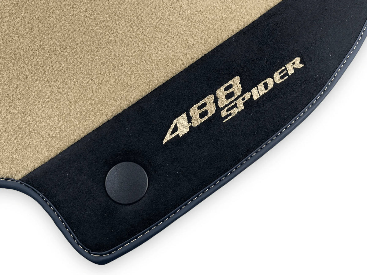 Beige Floor Mats For Ferrari 488 Spider 2015-2022 With Alcantara Leather - AutoWin