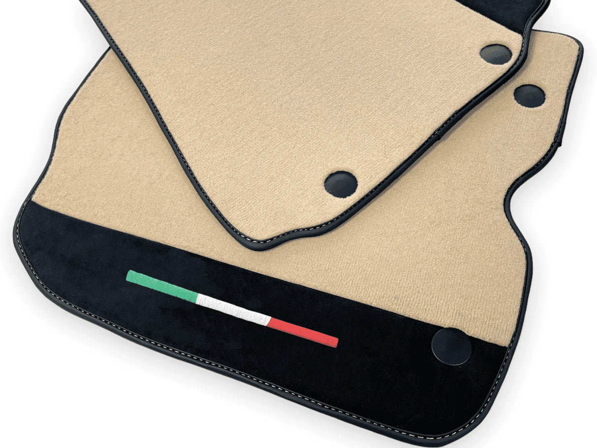 Beige Floor Mats For Ferrari 812 GTS (2019-2023) With Alcantara Leather