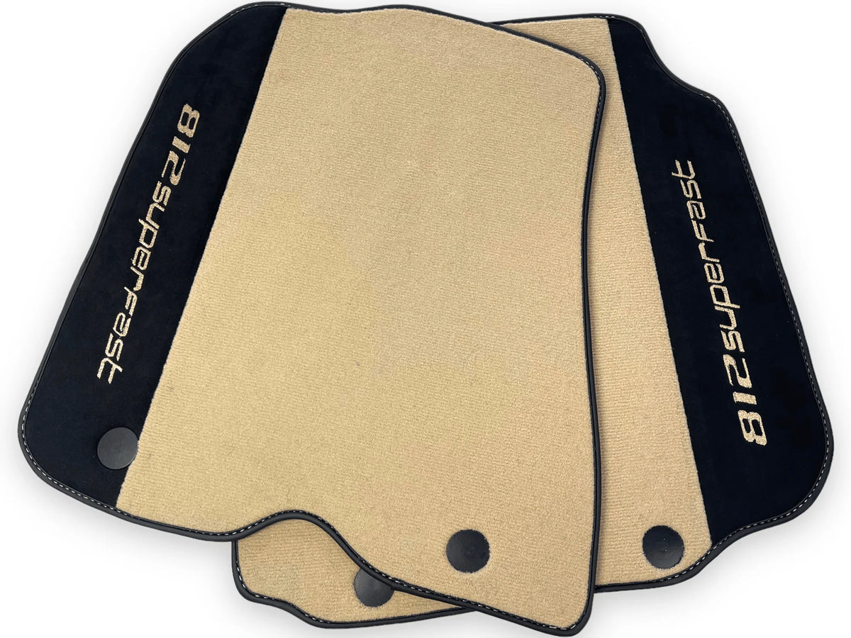 Beige Floor Mats For Ferrari 812 Superfast With Alcantara Leather - AutoWin