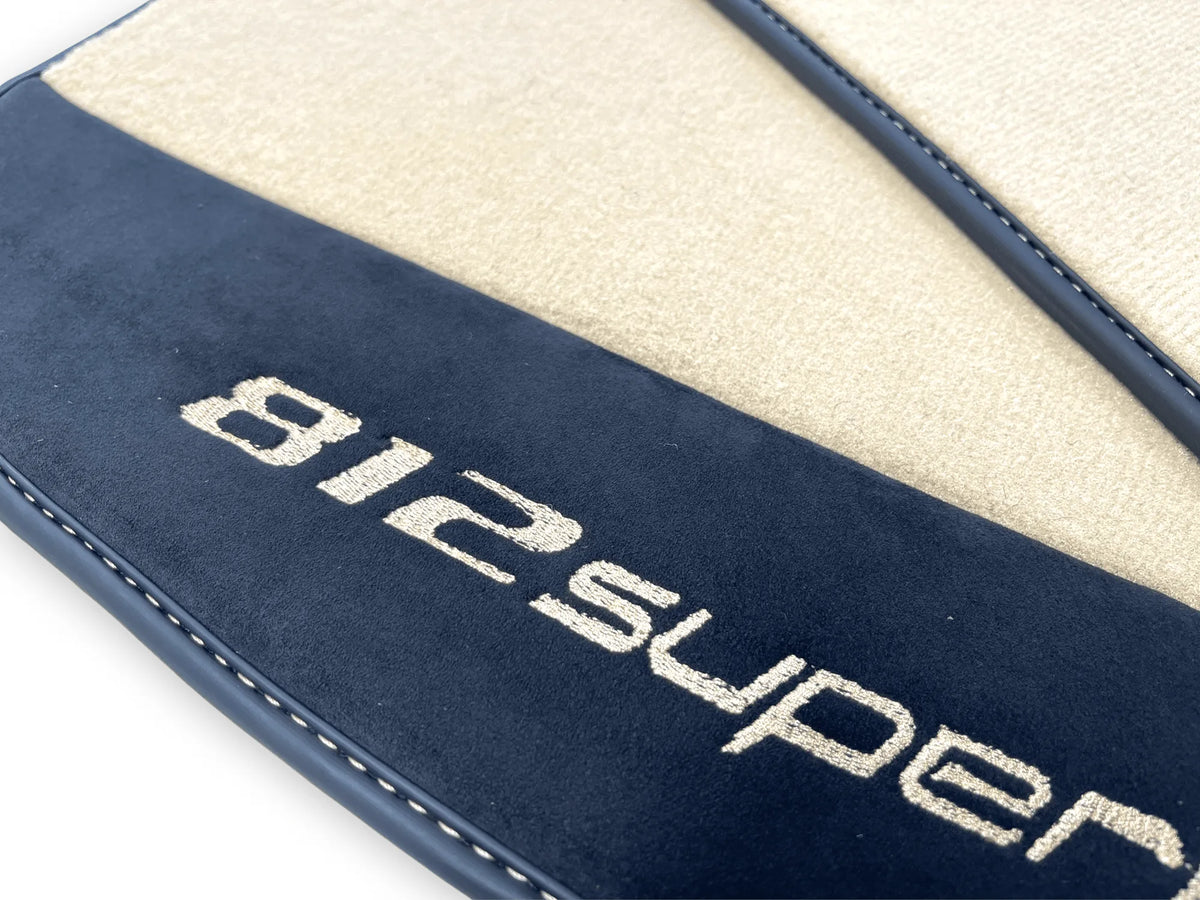 Beige Floor Mats For Ferrari 812 Superfast With Alcantara Leather - AutoWin