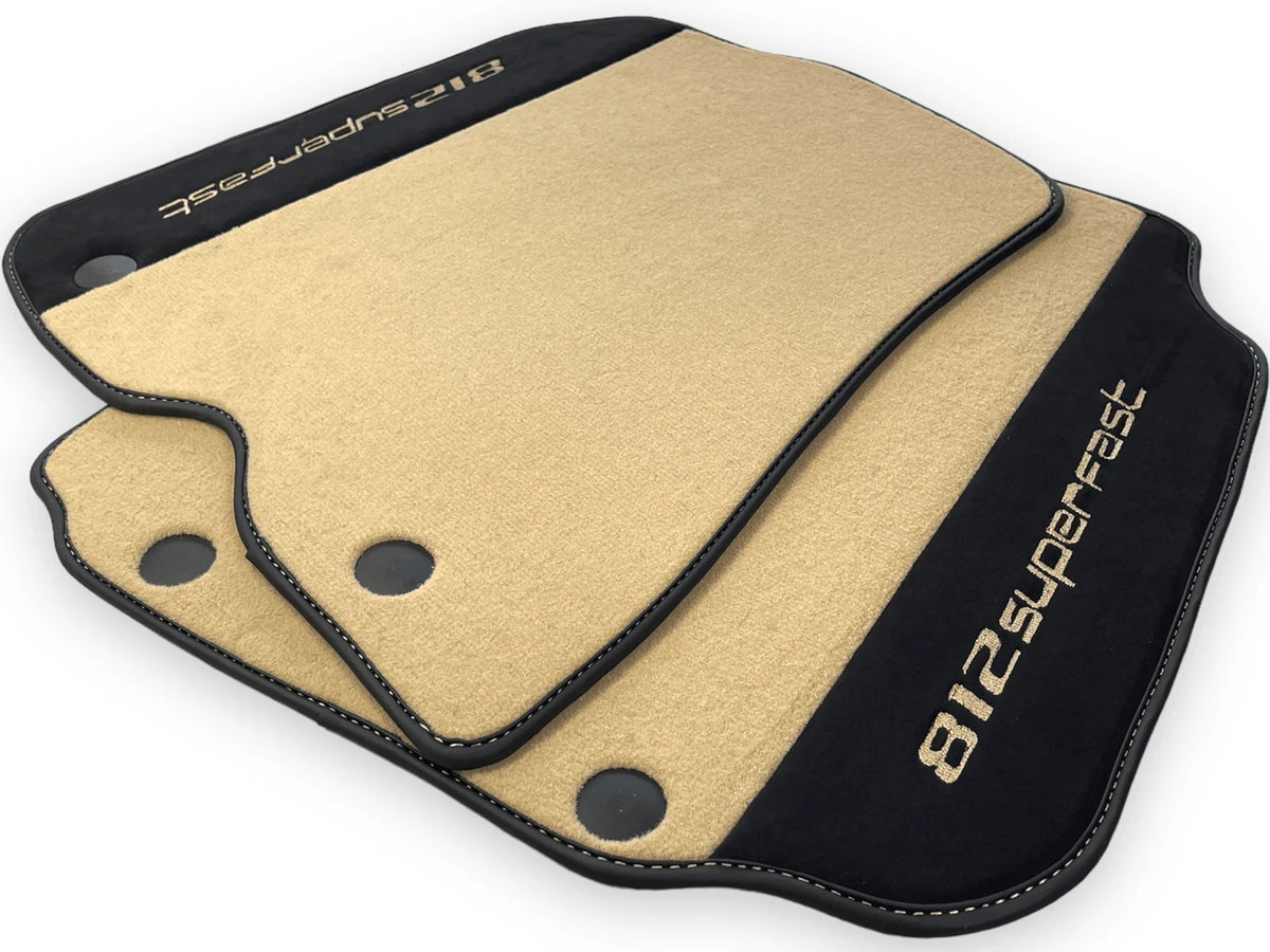 Beige Floor Mats For Ferrari 812 Superfast With Alcantara Leather - AutoWin
