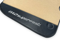 Beige Floor Mats For Ferrari 812 Superfast With Carbon Fiber Leather - AutoWin