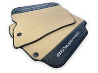 Beige Floor Mats For Ferrari 812 Superfast With Carbon Fiber Leather - AutoWin