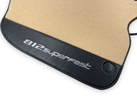 Beige Floor Mats For Ferrari 812 Superfast With Carbon Fiber Leather - AutoWin
