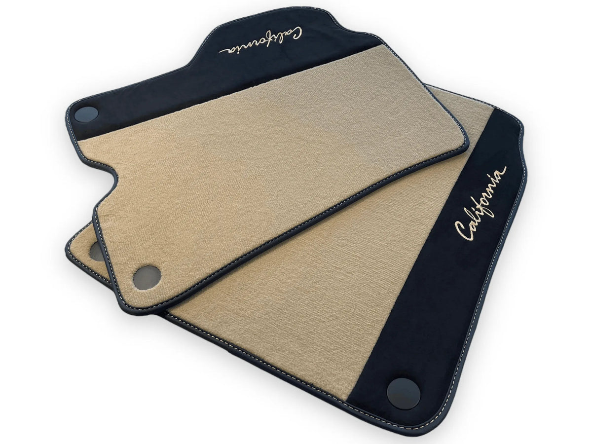 Beige Floor Mats For Ferrari California 2008-2014 With Alcantara - AutoWin