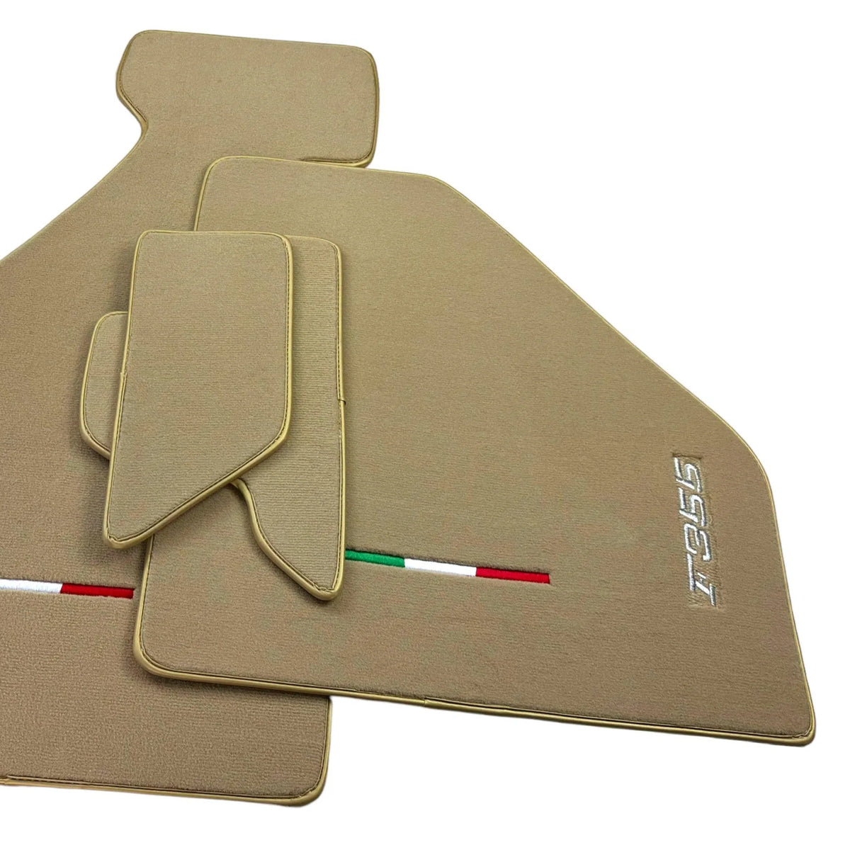 Beige Floor Mats For Ferrari F355 1994-1999 | Golden Color Trim - AutoWin