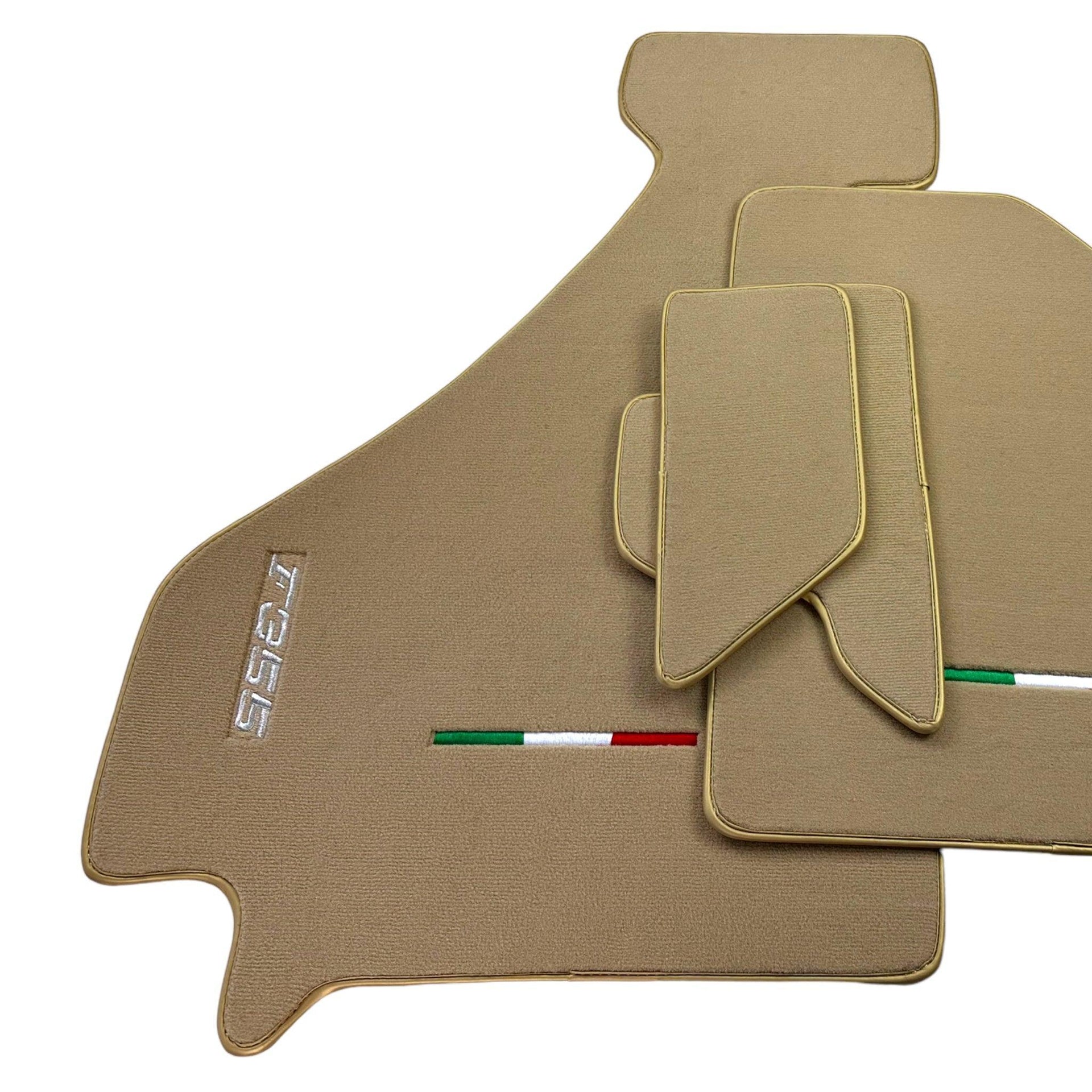 Beige Floor Mats For Ferrari F355 1994-1999 | Golden Color Trim - AutoWin