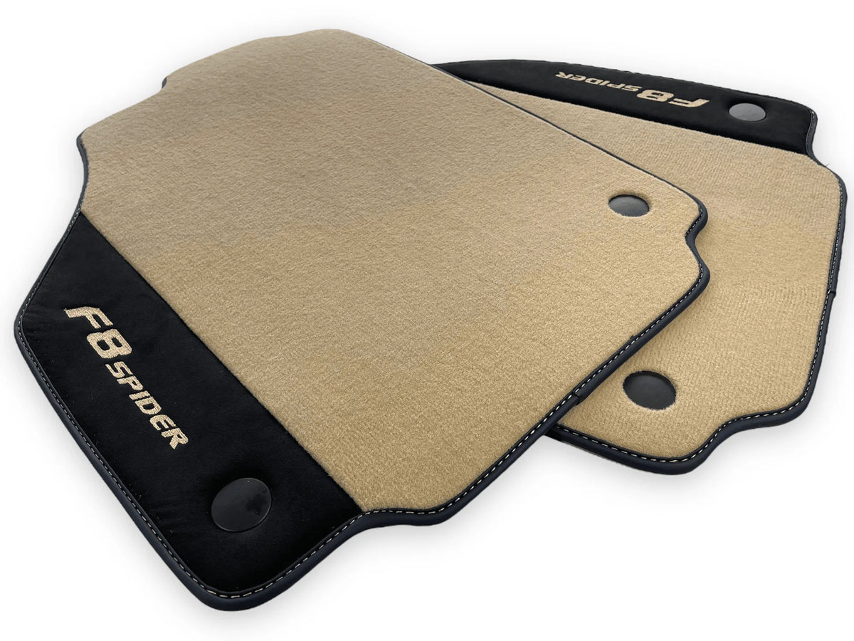 Beige Floor Mats For Ferrari F8 Spider 2019-2022 With Alcantara Leather - AutoWin